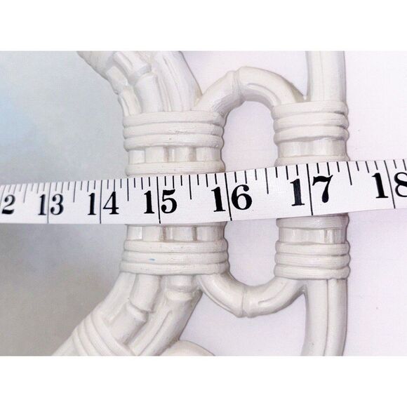 Vintage Homco White Plastic Rattan Bamboo Look Octagonal Wall Mirror 17” X 14” - Picture 8 of 11